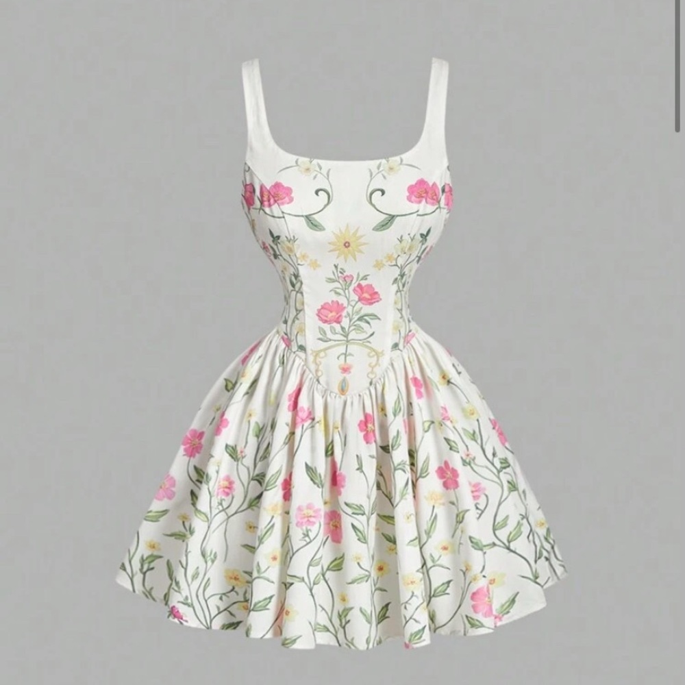 Floral White Dress